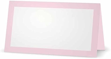 Бебе розови картички за место - стил на рамен или шатор - 10 или 50 пакувања - бело празно предниот дел од цврста боја, гранична