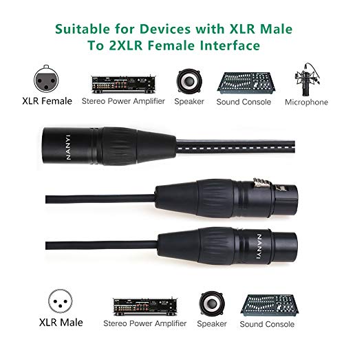 Кабел за микрофон на Nanyi XLR Splitter Microphone XLR до XLR печ -кабли 3 -PIN XLR машки до двојно XLR женски y кабел адаптер микро -кабел DMX