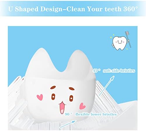 Децата за заби во форма на Федија У, со монтиран wallид на држачот, четка за заби за заби, силиконска глава, 360 ° цела уста