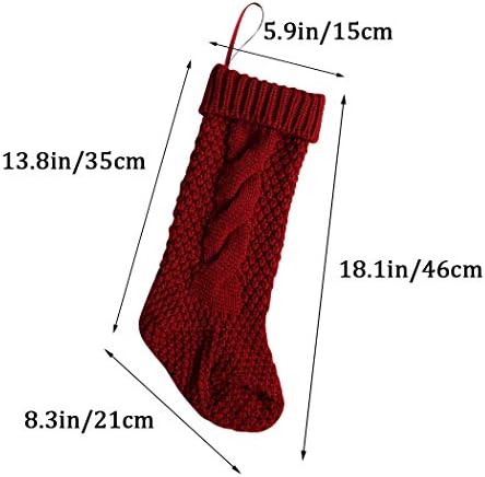 6 пакувања плетено Божиќно порибување, 18 инчи црвени плетени класични Божиќни чорапи, рустикални персонализирани декорации за порибување