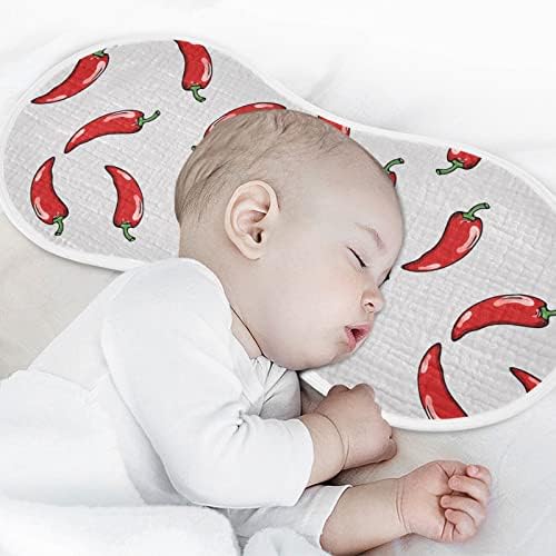 Yyzzh црвена чили шема на пастелни сиви муслински крпи за бебе за бебе 4 пакувања памучни бебиња за миење садови за момчиња за момче