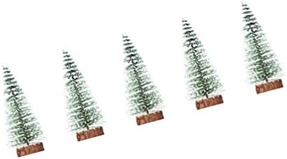 НУОБЕСТИ 5 парчиња Мини Борови Замрзнати Сисални Дрвја Со Дрвена Основа Четки За Шишиња Пластични Зимски Украси За Снег Масички