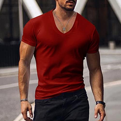 Мускули за мажи со маички V вратите Обични салата за кратки ракави Атлетска маица мода со врвни тренинзи кошули за бодибилдинг кошули