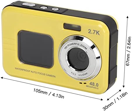 Водоотпорна камера, компактен подводен камера од 48MP 2.7K, со дигитален зум од 16x, видео рекордер со двојни екрани за нуркање за нуркање