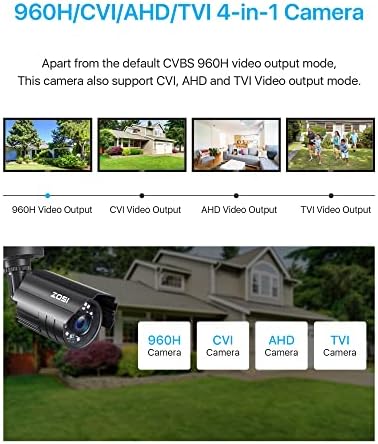 Zosi 1080p Hybrid 4-In-1 HD TVI/CVI/AHD/CVBS 1920TVL 2.0MP CCTV камера со 80ft Night Vision, C611 2K Внатрешен WiFi Домашна безбедносна камера,