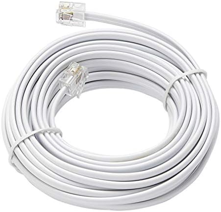 Жица за кабелска линија за продолжување на линијата за продолжување, копнена телефонска линија, бела, 25ft, стандардни приклучоци