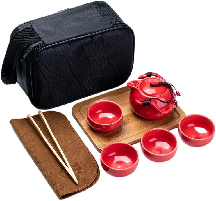 Патнички чај сет преносен торба, брза гостинска керамика Кунгфу, една тенџере, четири чаши канцелариски деловни подароци