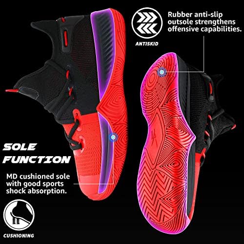 Кошарка за кошарка на Ешион Менс лесни патики за дишење анти -лизгачки чевли за трчање црно црвено 11