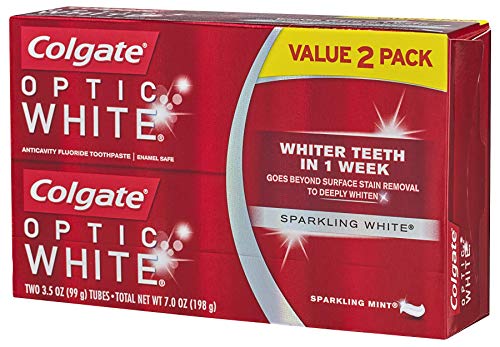 Колгејт Оптички бела антикавилност флуорид паста за заби, близнак пакет, 2 3,5 унца цевки, пенлива нане, 2 еа