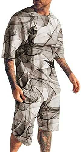 Обични мастички облеки Xiloccer 2 парчиња сетови тренд облека за мажи кои џогираат облека за летни костуми за кратки ракави со кратки ракави