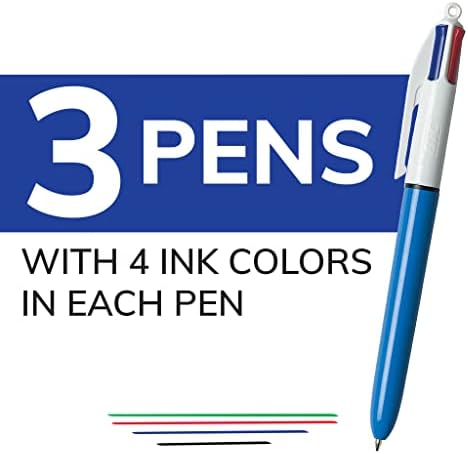 Пенка за топка со бои 4, средна точка, 4 бои во 1 сет на разнобојни пенкала, пакет со 3 точки за полнење пенкала за списание и организирање