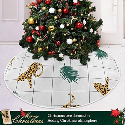 Баксиеј Леопарди Остава Големи Елка Здолништа Мат Зимски Божиќ Празник Дрво Декорација Здолниште 47,2 инчи за Внатрешни Отворено