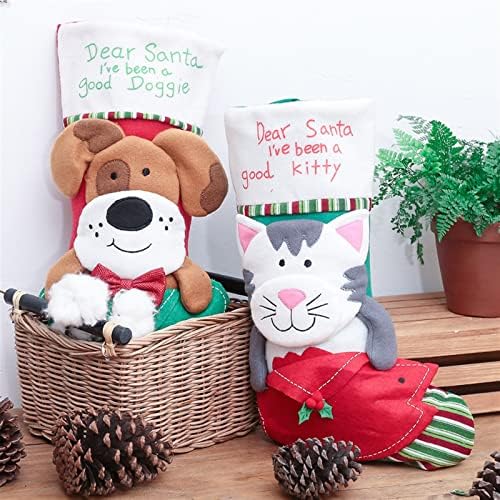 Божиќни чорапи за кучиња и мачки 2 пакувања, реални божиќни чорапи во форма на миленичиња, подароци за кучиња за кучиња и мачки