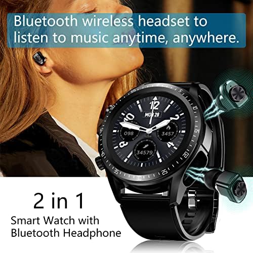￠ ｂｌｕｅｎｅｘｔ bluenext паметен часовник Со Безжични Tws Bluetooth Слушалки, 2 Во 1 Паметна Нараквица Безжична Bluetooth Слушалки Комбо, 1.28