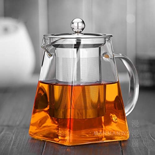 Warmeee Hofu Мал чист високо боросиликатен стаклен чај сад со отстранлив 304 инфузер од не'рѓосувачки челик, отпорен на топлина лабава лабава