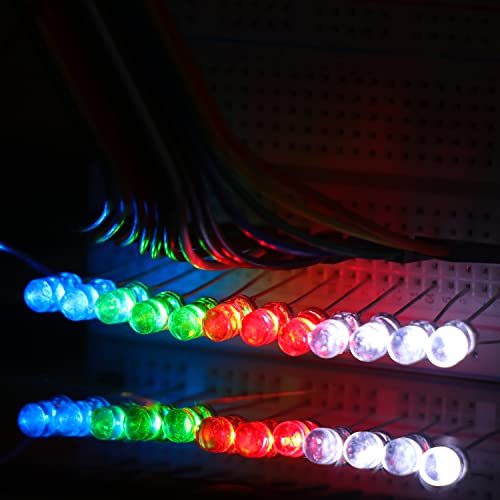 V Телески 200 парчиња 3мм 5мм LED светло за емитување на диоди Диоди комплет за научен проект Експеримент 5 бои на бела/црвена/сина/зелена/жолта