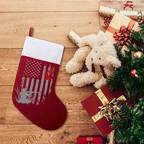 Лов на патка Американско знаме црвени Божиќни празници за одмор дома украси за Божиќно дрво Камино виси чорапи
