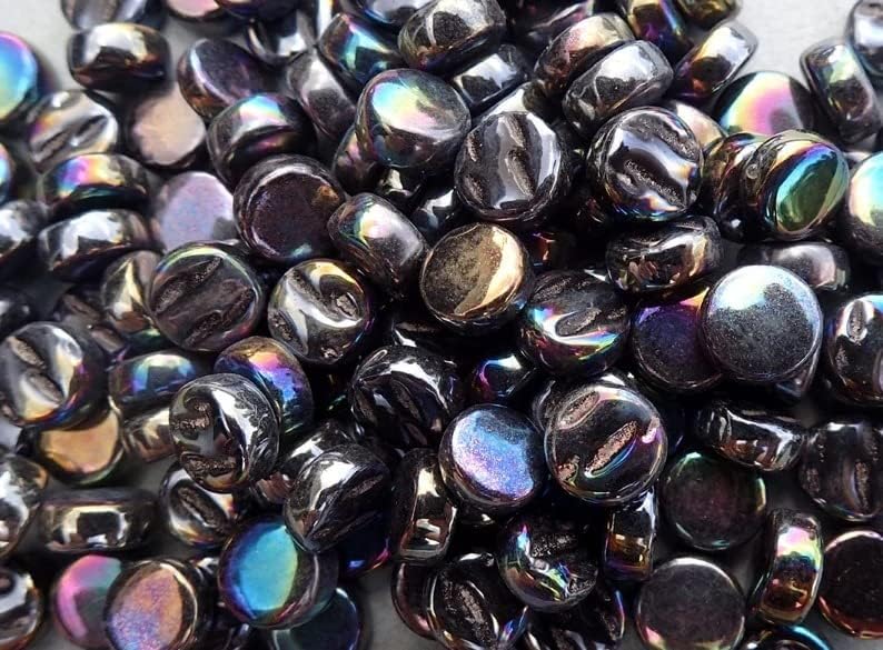 Над 100 плочки - црно ирискосно мини стакло капки мозаични плочки - 50 грама.