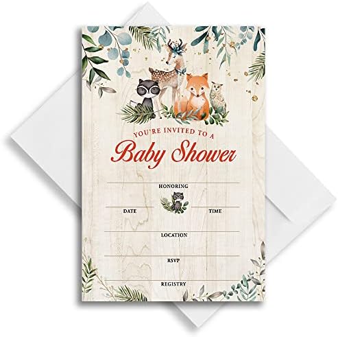 Haizct шумски животни Невестински туш покана со коверти за невестински тушеви бебешки тушеви за родендени на дипломирања вечера вечера
