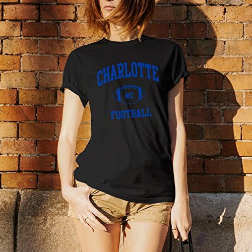 Шарлот Класичен фудбалски лак Основен памучен маица - голема - црна