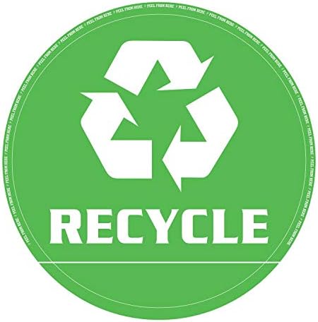 Рециклирајте налепница - 6 Големи кружни ламинирани винилни декорации за отпадоци за отпадоци за отпадоци