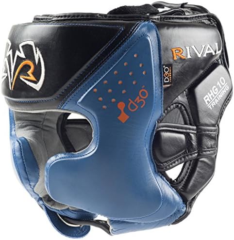 Rival Boxing RHG10 Intelli-Shock Headgear, D3O предно и странично подлога, прилагодување на задниот дел од јамка со чипка на врвот, и анатомска