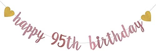 Ксиаолуоли Розово Злато Сјај Банер, Пред-Нанижани, 95-Ти Роденден Декорации Бантинг Знак Позадини, Среќен 95-ти Роденден
