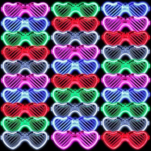Чивао Ги Осветли ЛЕД Очилата Обликот НА Срцето ЛЕР Светлите Играчки Сјаат Во Темнината Забавата Фаворизира Залихи На Блендата Нијанси Очила за