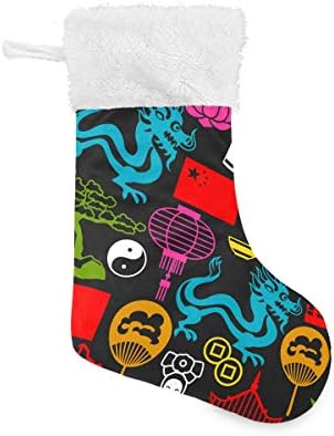 Кинески симболи и предмети на Пимилагу, Божиќни чорапи 1 пакет 17,7 , виси чорапи за Божиќна декорација