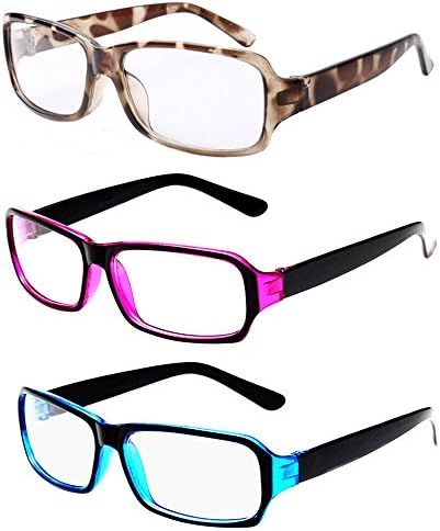 Fancyg Гроздобер Инспириран Класичен Ретро Стил Правоаголник Форма Очила Рамка Јасна Леќа Очила 3 Парчиња Боја Set11