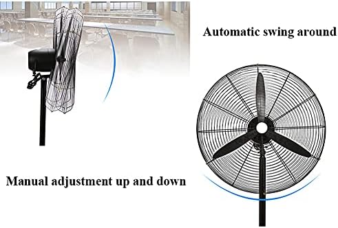 АДАСП Пиедестал Вентилатор Осцилирачки Штанд Вентилатор За Воздух Циркулатор Моќен И Тивок Со Целосен Бакарен Мотор, 3 Брзина,
