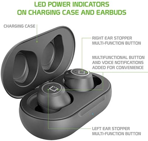 Безжични V5 Bluetooth Earbuds компатибилни со Fire HD 8 со кутија за полнење за слушалки за уво.