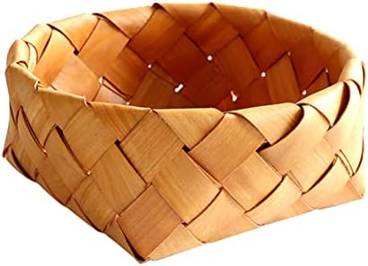 Охинско дрво чипови корпа за овошје корпа за складирање дрвена декоративна овошна чинија рачно ткаена корпа за складирање корпа за ратан плетен