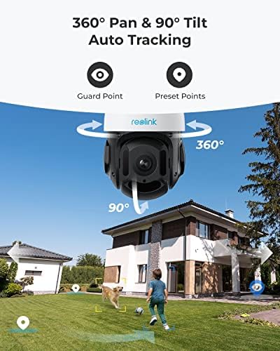 Reolink 4K PTZ Security Camera Camera, 360 степени преглед POE камера со 16x оптички зум за надзор на отворено, автоматски патеки