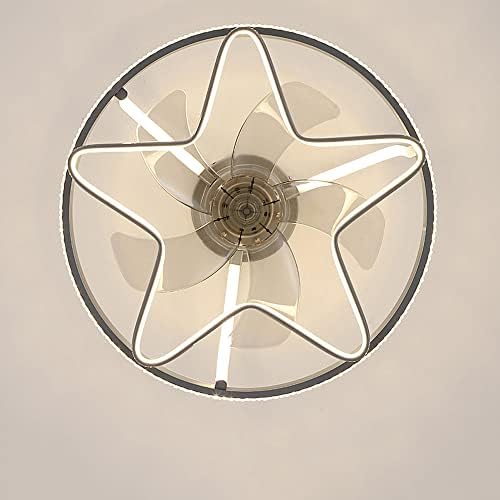 Mxysp нордиски модерен кристален пентаграм со низок профил за плакнење на таванот на таванот LED Невидлив вентилатор на таванот со LED осветлување