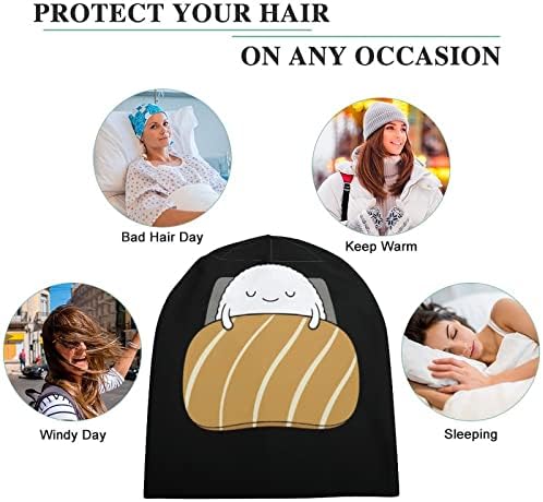 Заспаниот суши кревет унисекс бени капа мек топол череп капа за пулвер капа за спиење трчајќи случајно