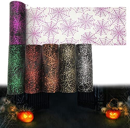 Hevirgo 1 Roll Tulle Roll Easy за употреба украсен повеќенаменски wallид за Ноќта на вештерките украсување пајак веб -тул за Ноќта на вештерките, забавата, Денот на благодарноста ?