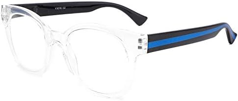 Преголеми Женски Сини Светлосни Блокирачки Очила За Читање Стилски Ретро Компјутерски Читачи Ги Зголемуваат Очилата Со Случај