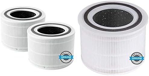 Филтер за замена на прочистувачот на воздухот Левоит, 3-во-1 Вистински HEPA, 2 пакет, бел и јадро 300 филтер за замена на прочистувачот на воздухот,