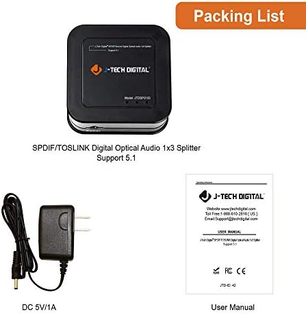 Премиум квалитет SPDIF Toslink Дигитален оптички аудио аудио 1x3 со дигитален оптички аудио аудио кабел 3ft