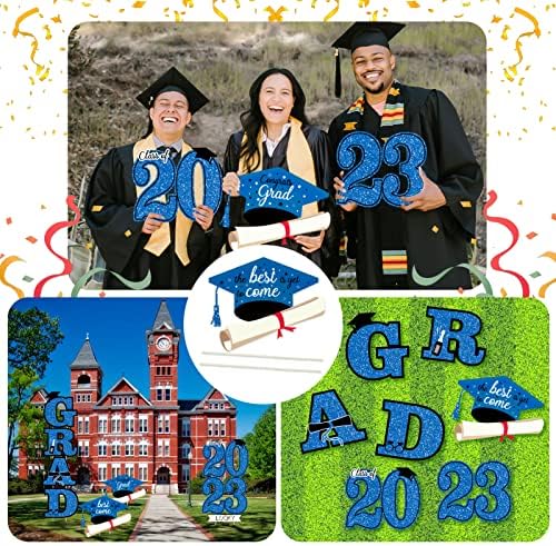Сина дипломирана забава на отворено украси за класа од 2023-2023 година, дипломирање за дипломирање, двор од тревник, знаци со знак за име за