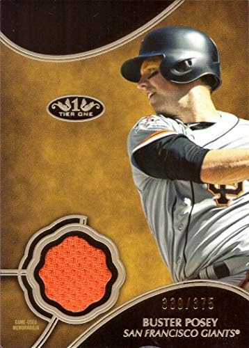 2019 Topps Tier One Relic T1R -BP Buster Posey Game Whated Giants Jersey Baseball Card - само 375 направени!