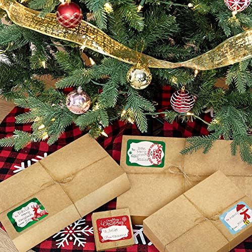 12 кутии за обвивки за подароци на Крафт со капаци за завиткување на голема облека и 80 налепници за Божиќни ознаки со фолија
