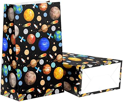 24 пакувања надворешни вселенски партии за бонбони за бонбони со налепници, вселенски добрите подароци третираат торби простор тематски