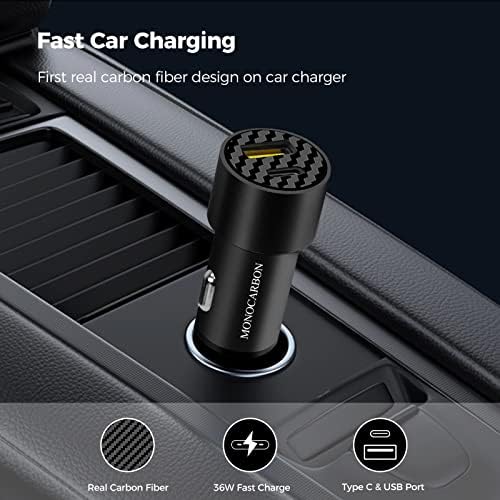 Монокарбонски јаглеродни влакна Магнетски безжичен полнач за автомобили Телефон за монтирање компатибилен со сериите на iPhone