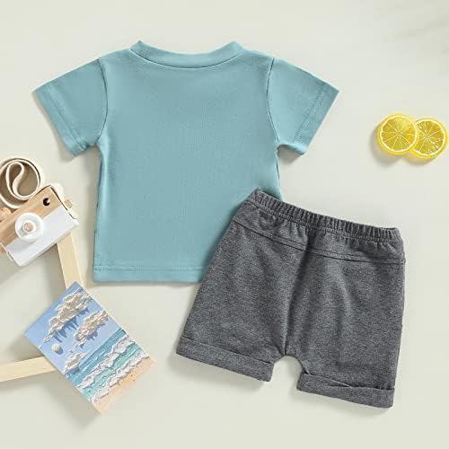 Денот на татковците Детето бебе момче облека тато момче смешно писмо печати кратки ракави маици врвови+кратки панталони поставени