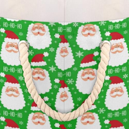 Божиќ Дедо Мраз зелени големи тркалезни корпи за корпи за перење алишта со рачки ќебе корпа за складирање за полици за бања за