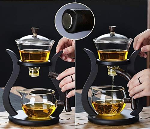 Мрзливиот чај кунгфу чај постави магнетна вода за пренасочување на магнетната вода, ротирачки капакот на капакот, полуавтоматско стакло чајник од сад
