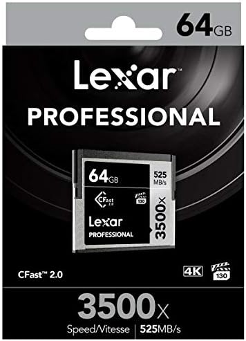 Lexar 64gb Професионални 3500x CFast 2.0 Мемориска Картичка ЗА 4k Видео Камери, До 525mb / S Читање, До 445mb / S Брзина На Пишување