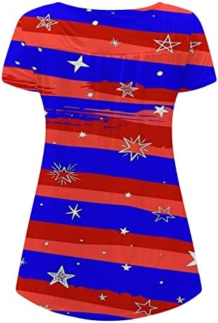 Женска американска маичка со знаме, скријте ја стомакот туничен обичен патриотски ден за независност на врвот блузи кратки ракави
